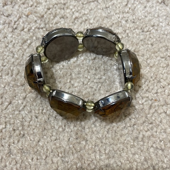 Yellow Stones Elastic Bracelet With Steel Base - Picture 4 of 5